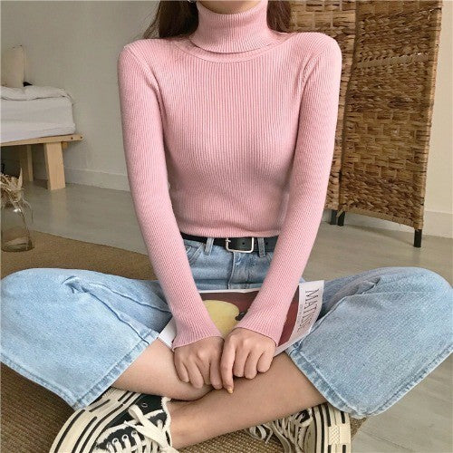 High Collar Warm Long Sleeve Sweater Matching Sweater Women