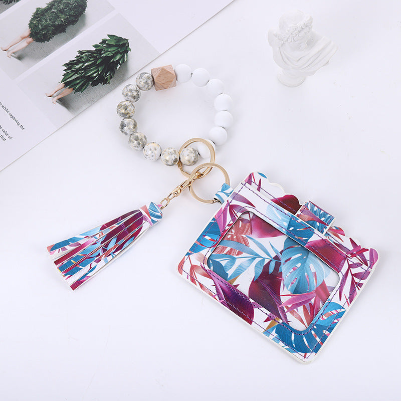 Silicone Bead Bracelet Card Bag Pu Tassel Women's Purse