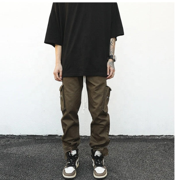 Men Drawstring Side Pocket Cargo Pants