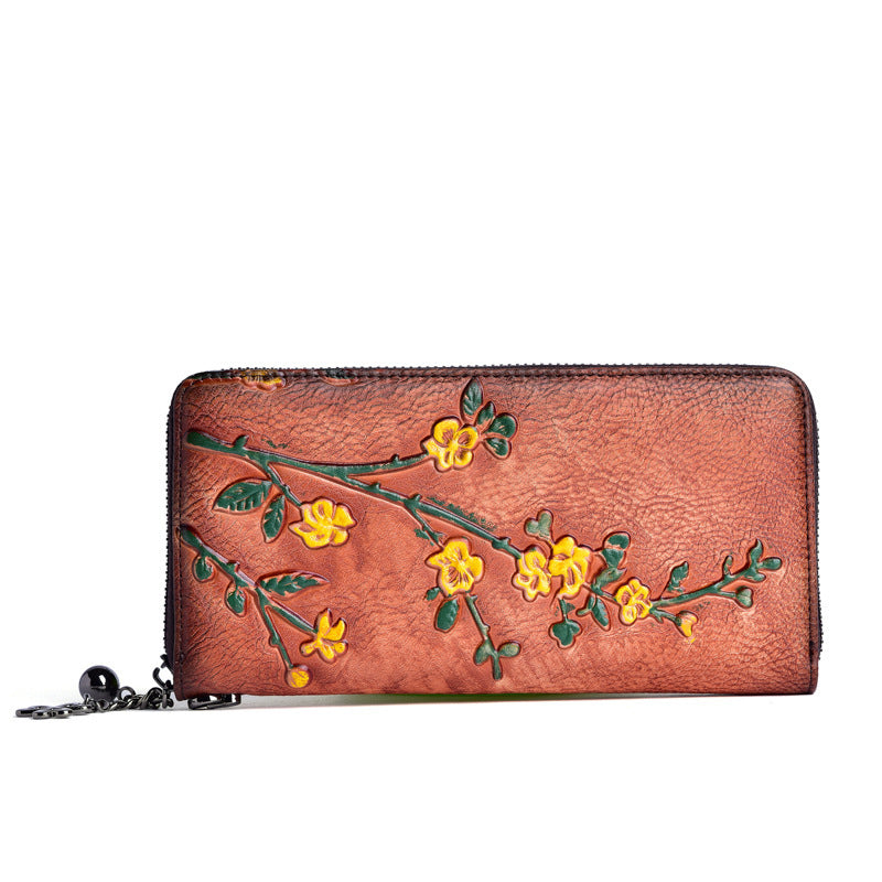 Long vegetable tanned purse