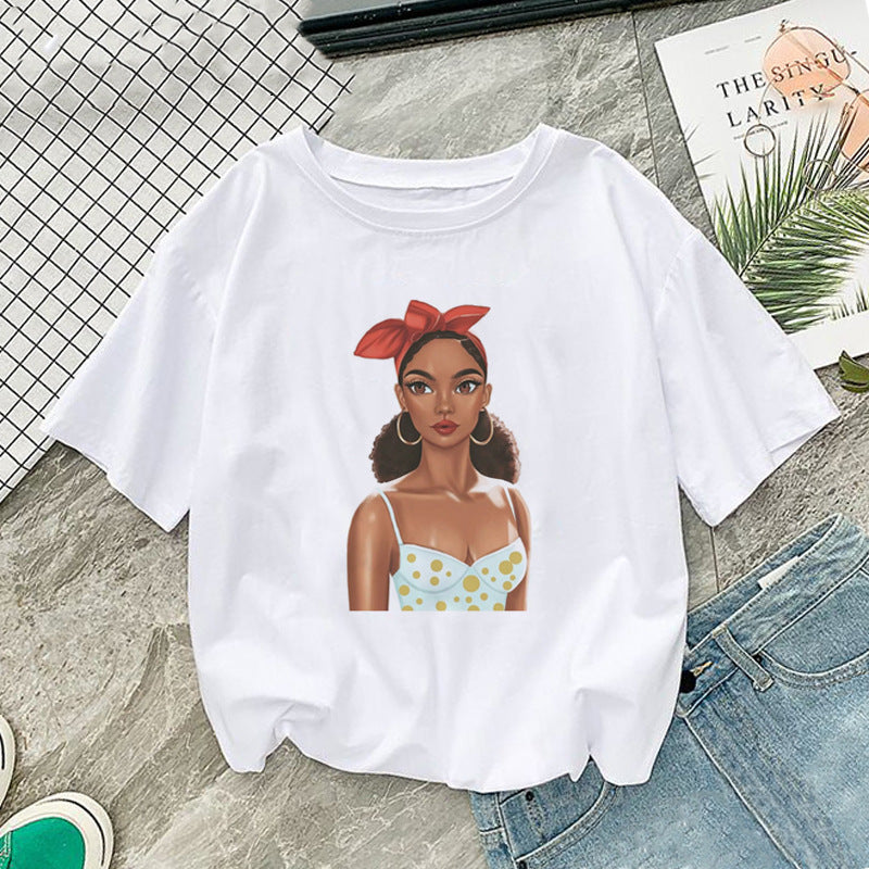 African girl printed short sleeve women