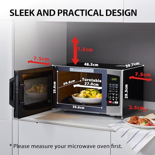 Toshiba 800w 23L Microwave Oven with Digital Display, Auto Defrost, One-Touch Express Cook, 6 Pre-Programmed Auto Cook Settings, and Easy Clean - Stainless Steel - ML-EM23P(SS)