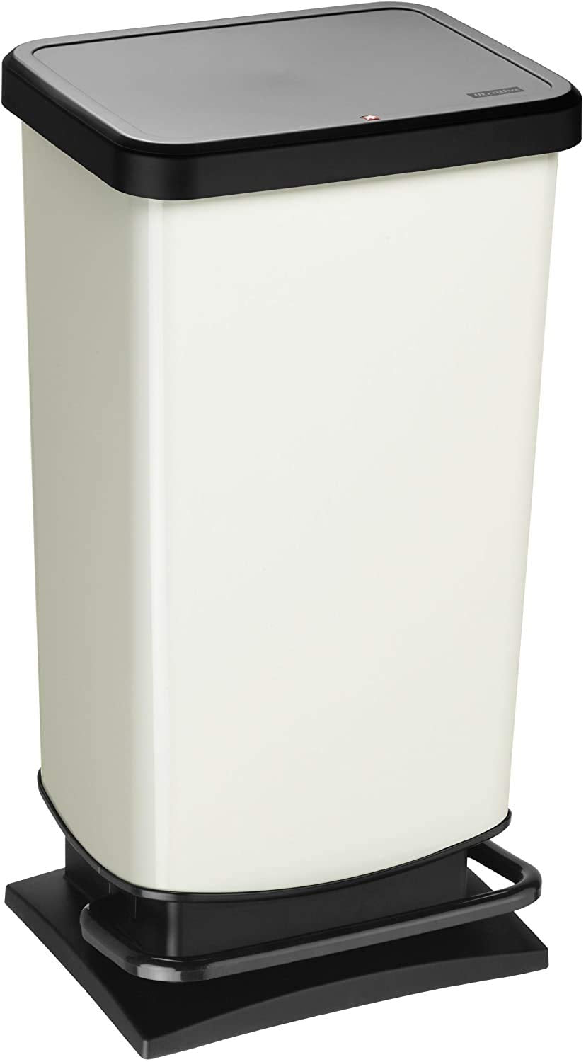 Rotho, Paso, Dustbin 40l with pedal and lid, Plastic (PP) BPA-free, silver hexagon, 40l (35,3 x 29,5 x 67,6 cm)