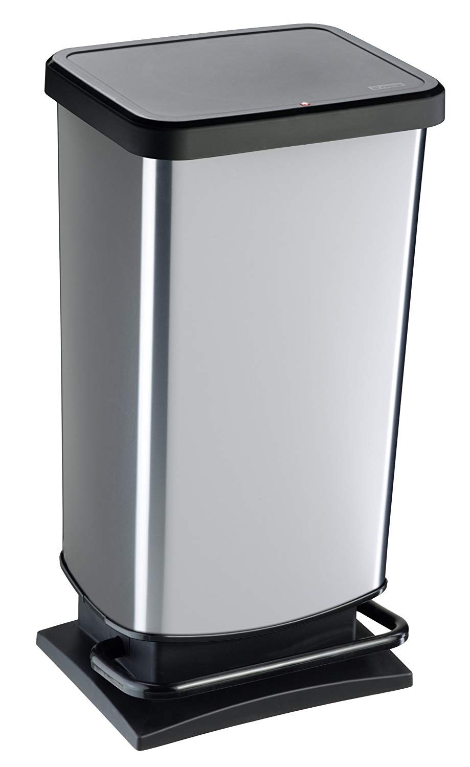 Rotho, Paso, Dustbin 40l with pedal and lid, Plastic (PP) BPA-free, silver hexagon, 40l (35,3 x 29,5 x 67,6 cm)