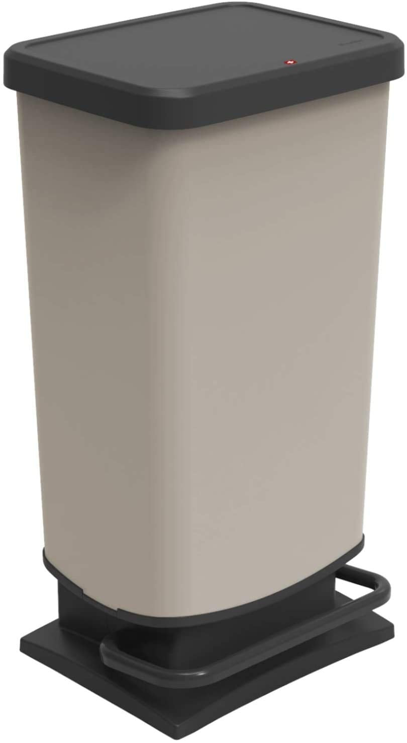 Rotho, Paso, Dustbin 40l with pedal and lid, Plastic (PP) BPA-free, silver hexagon, 40l (35,3 x 29,5 x 67,6 cm)