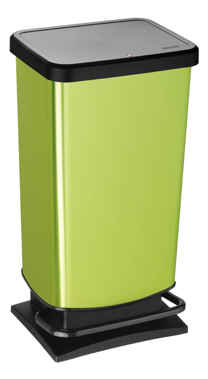 Rotho, Paso, Dustbin 40l with pedal and lid, Plastic (PP) BPA-free, silver hexagon, 40l (35,3 x 29,5 x 67,6 cm)