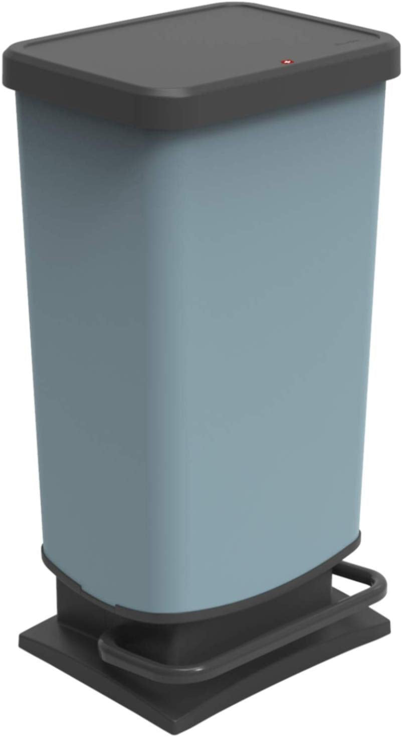 Rotho, Paso, Dustbin 40l with pedal and lid, Plastic (PP) BPA-free, silver hexagon, 40l (35,3 x 29,5 x 67,6 cm)