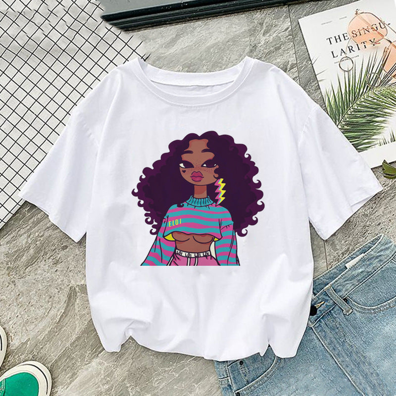 African girl printed short sleeve women