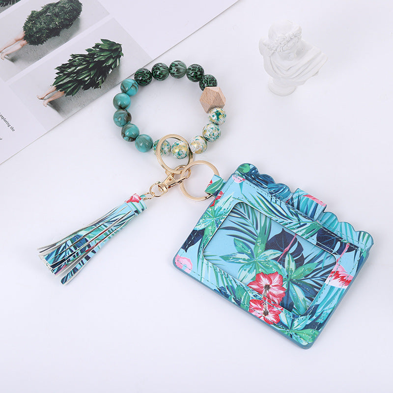 Silicone Bead Bracelet Card Bag Pu Tassel Women's Purse