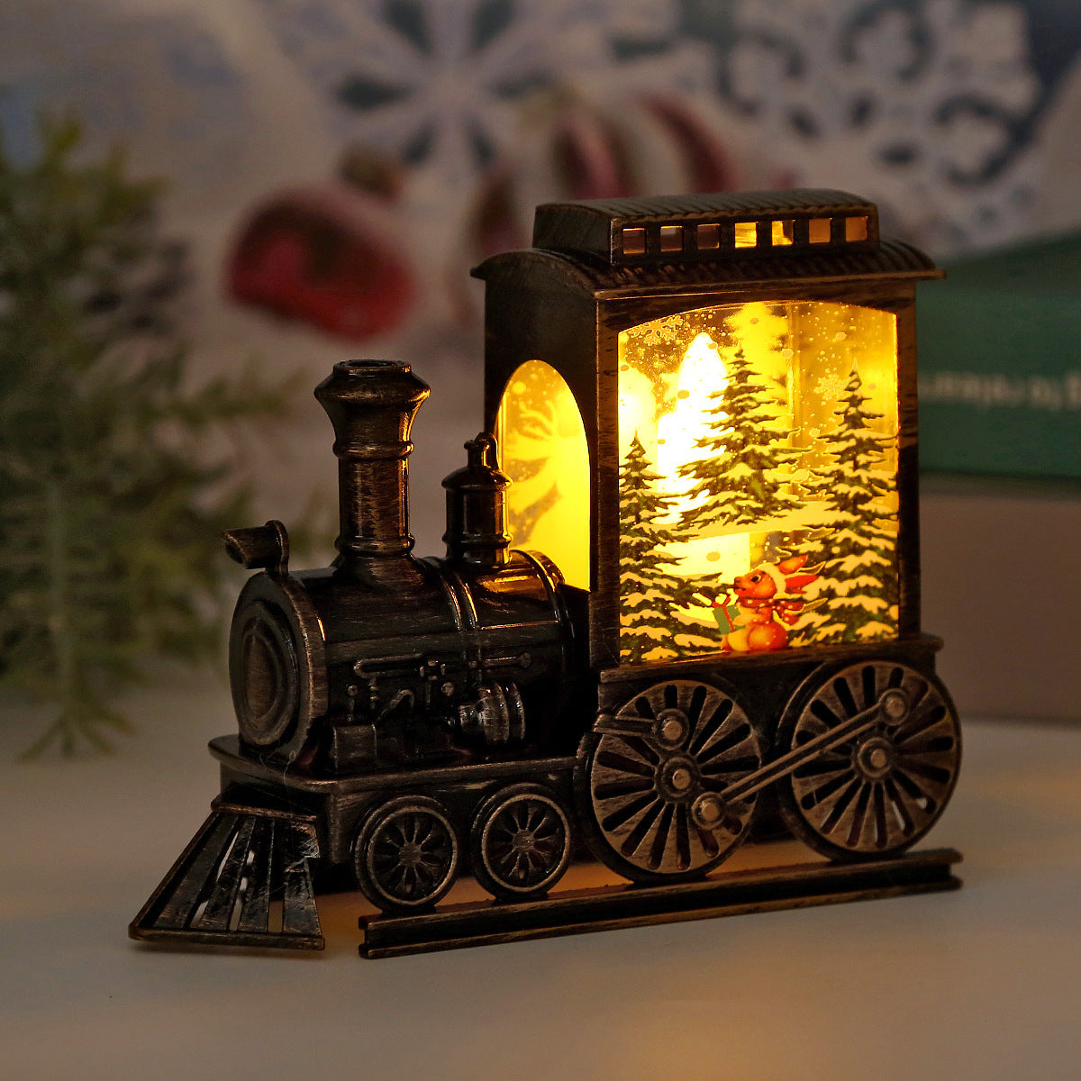 Retro Train LED Lights Christmas Plastic Glowing Night Lights