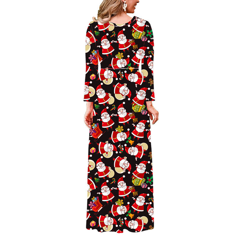 Women's Christmas Printed Long-sleeved Dress