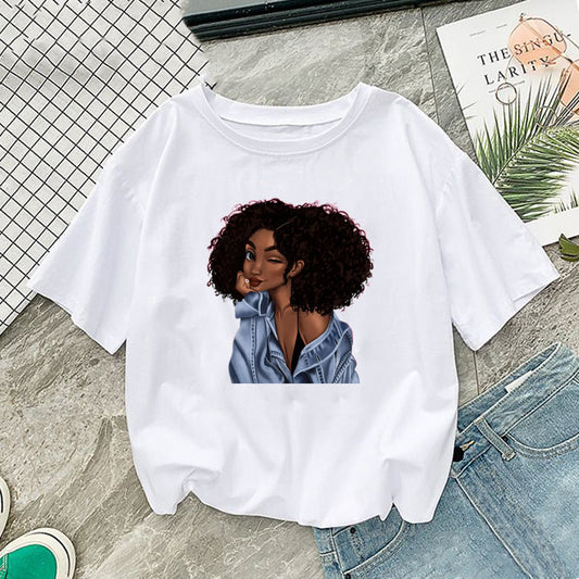 African girl print short sleeve