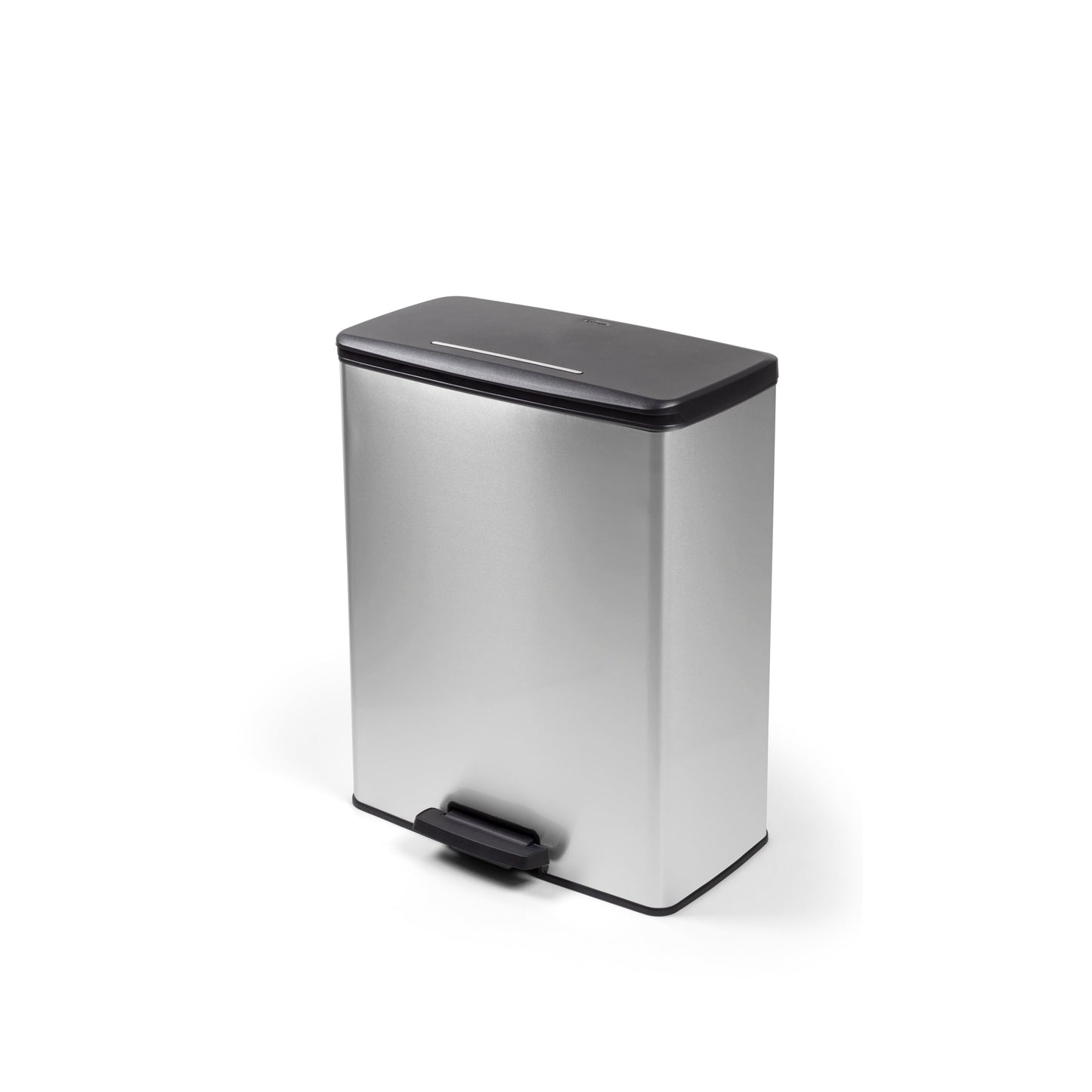 CURVER Metal Effect 100% recycled pedal touch Deco Bin, Metallic Silver, 65 L