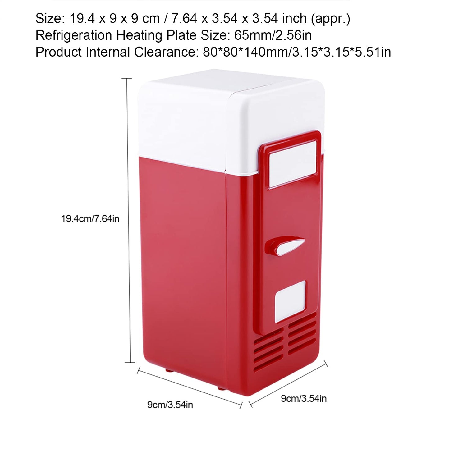 USB Fridge Mini Fridge Portable USB Refrigerator Cooler & Warmer Car Fridge Plug and Play Mini Refrigerator Suitable for Car Office Home, Keep Beverage Cold or Warm At Hand (Red)