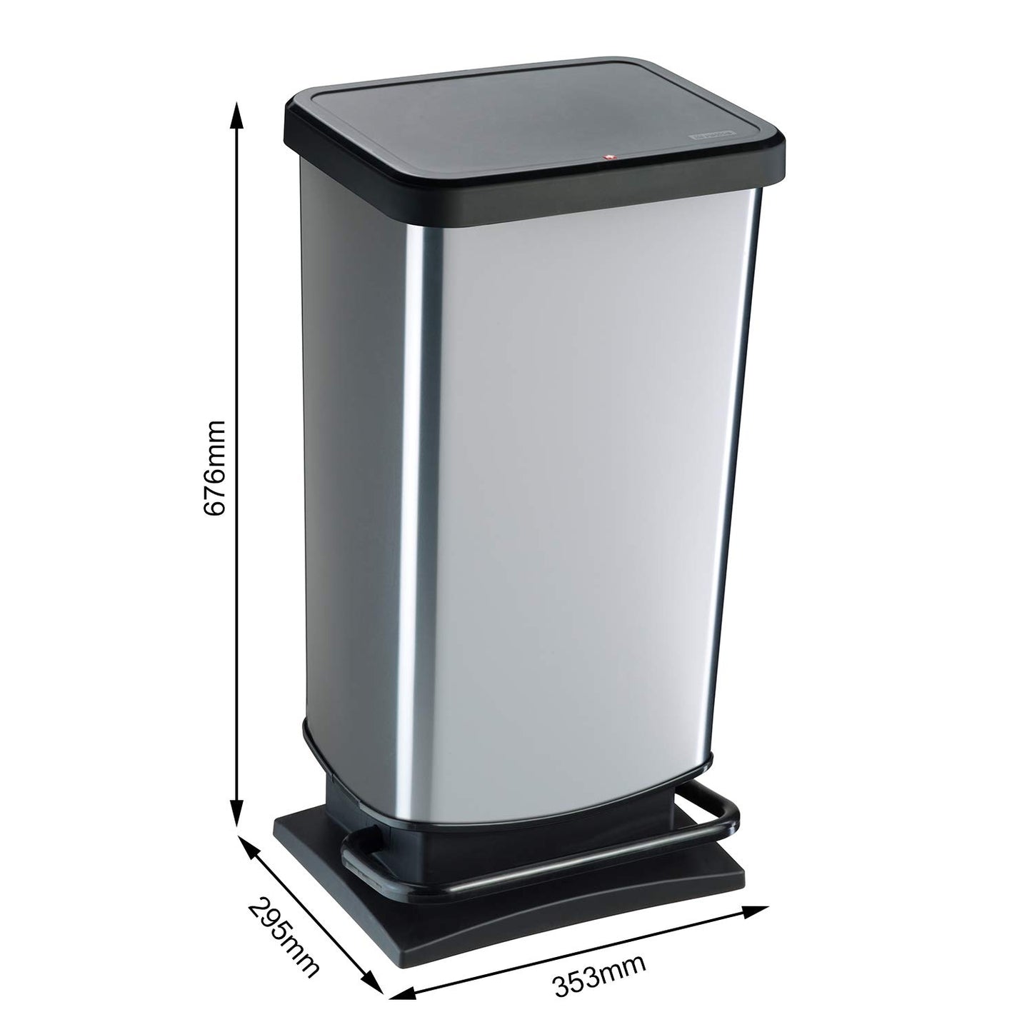 Rotho, Paso, Dustbin 40l with pedal and lid, Plastic (PP) BPA-free, silver hexagon, 40l (35,3 x 29,5 x 67,6 cm)