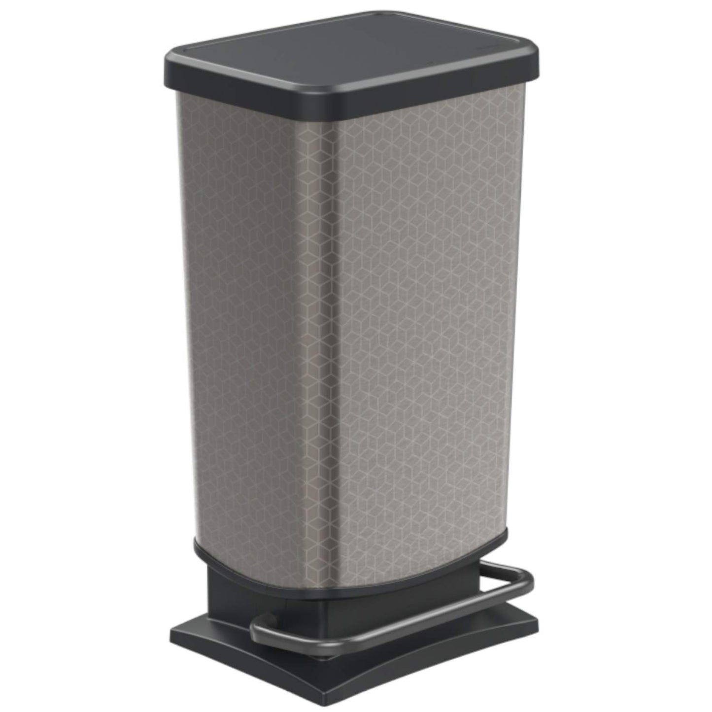 Rotho, Paso, Dustbin 40l with pedal and lid, Plastic (PP) BPA-free, silver hexagon, 40l (35,3 x 29,5 x 67,6 cm)