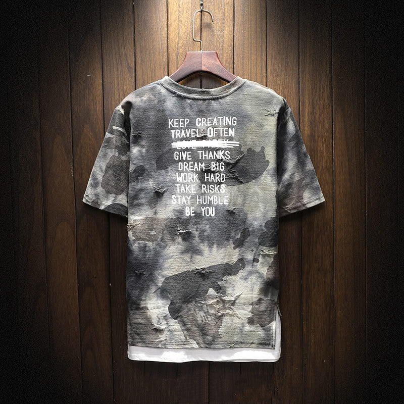 Fake two camouflage men's T-shirts