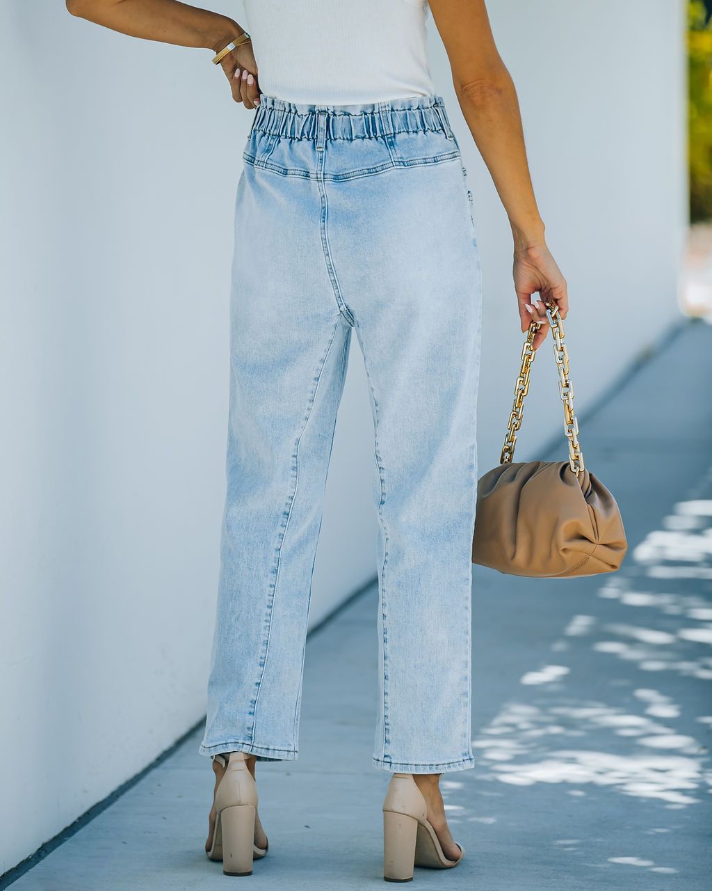 Temperament Commuter Light Blue Denim High Waist Pants