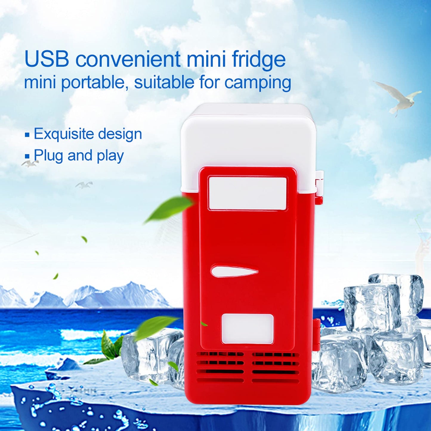 USB Fridge Mini Fridge Portable USB Refrigerator Cooler & Warmer Car Fridge Plug and Play Mini Refrigerator Suitable for Car Office Home, Keep Beverage Cold or Warm At Hand (Red)