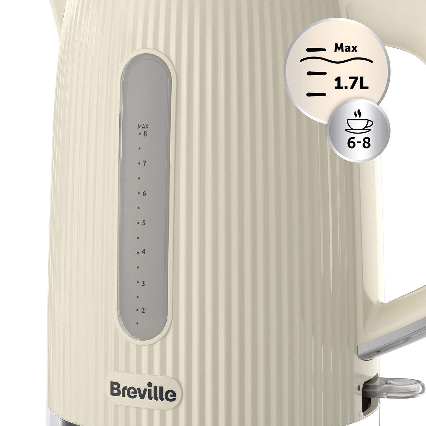 Breville Bold Cream Kettle and Toaster Set | with 1.7 Litre, 3KW Fast-Boil Electric Kettle and 2-Slice High-Lift Toaster | Cream and Silver Chrome [VKT223 and VTR003]