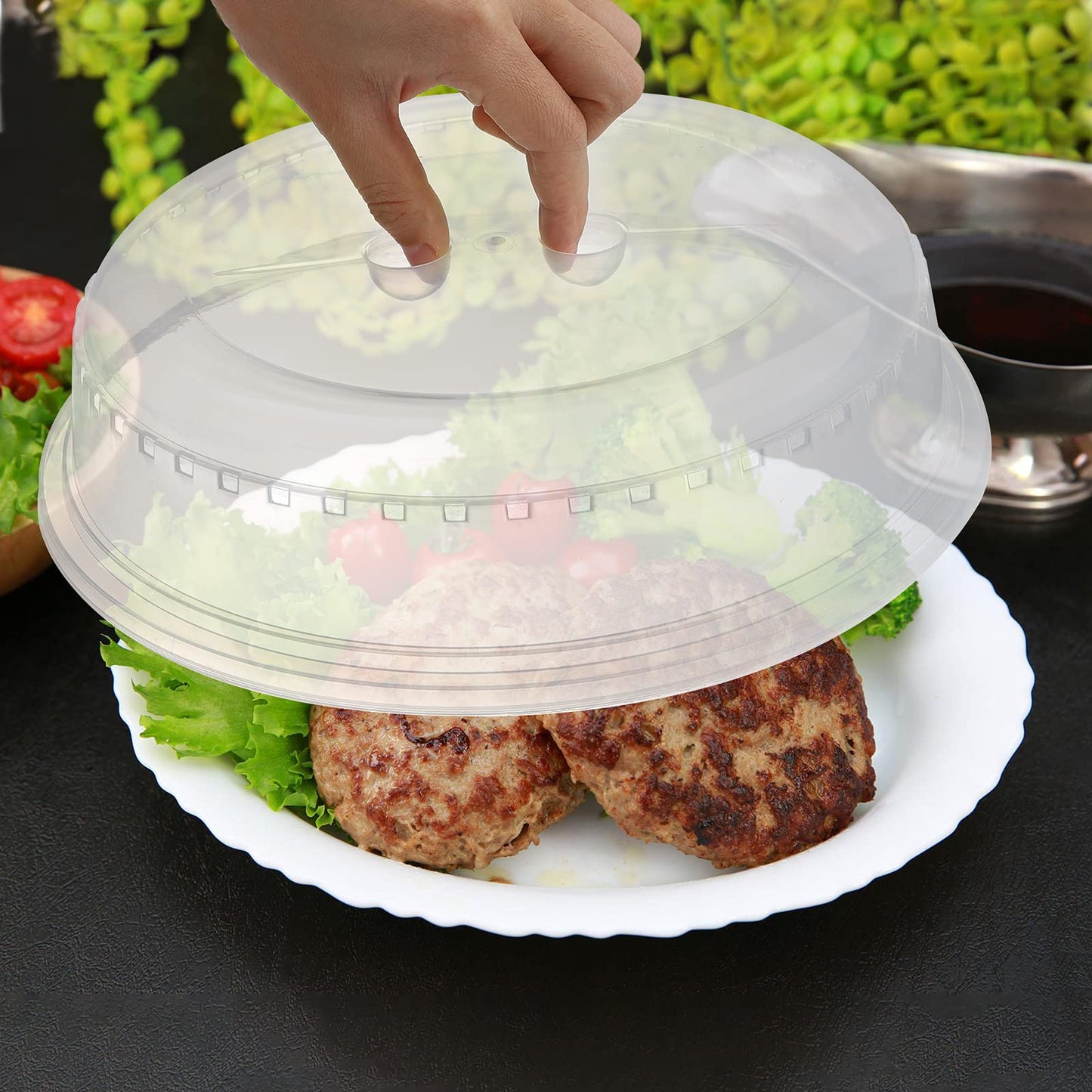 Tebery 5 Pack Microwave Cover For Food, Microwave Plate, Dish Covers, BPA Free Plastic, Transparent Lids, Stackable, Dishwasher Safe, 26 CM, Variety of Sizes for all Plates & Dishes