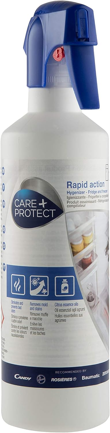 CARE + PROTECT Rapid Action Hygienic Fridge Cleaner, Interior Refrigerator Cleanser & Odour Neutraliser, Removes Stains, Fresh Citrus Scent, 500ml