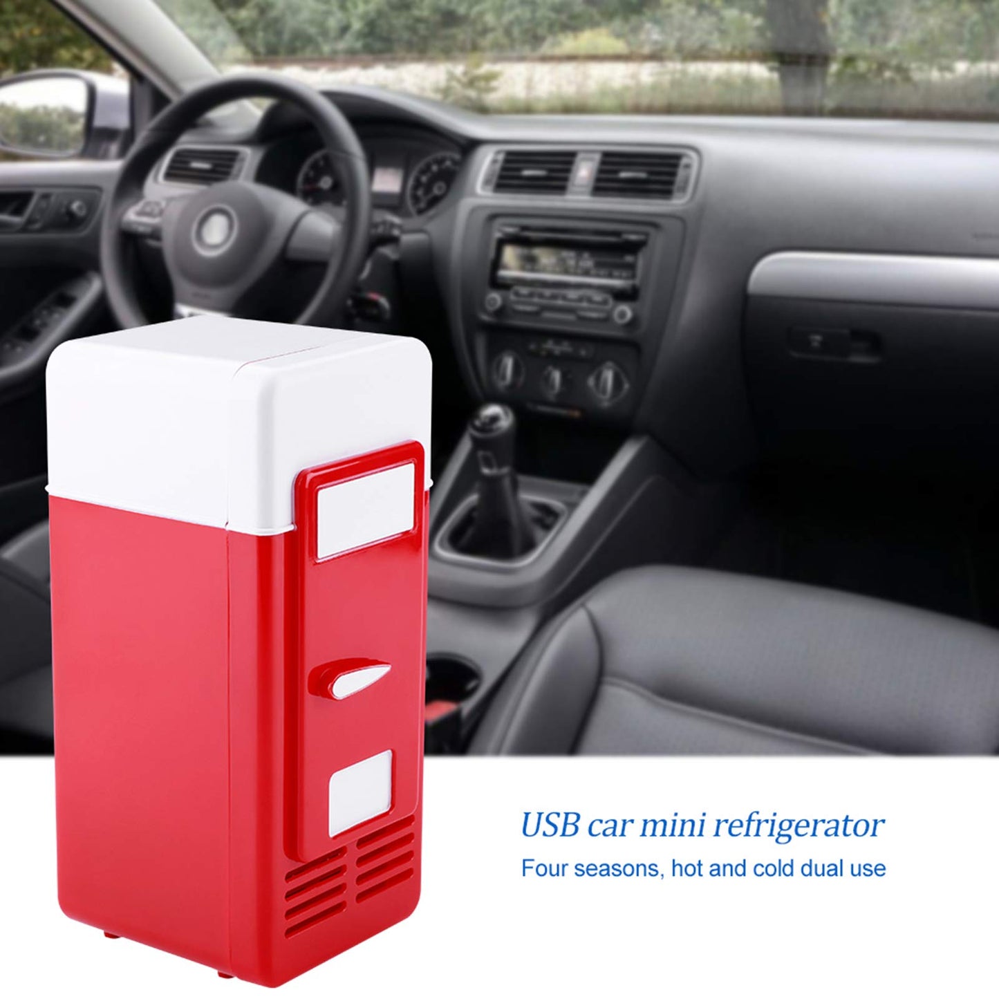 USB Fridge Mini Fridge Portable USB Refrigerator Cooler & Warmer Car Fridge Plug and Play Mini Refrigerator Suitable for Car Office Home, Keep Beverage Cold or Warm At Hand (Red)