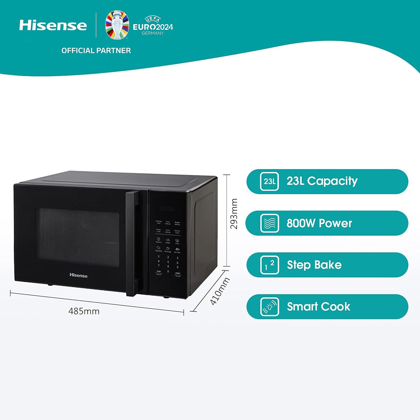 Hisense 700 Watts 20 Litre Solo Microwave Oven H20MOWP1UK White, Automatic Defrost, 5 power levels, Easy Clean, 32.6D x 45.5W x 26.1H centimetres Freestanding