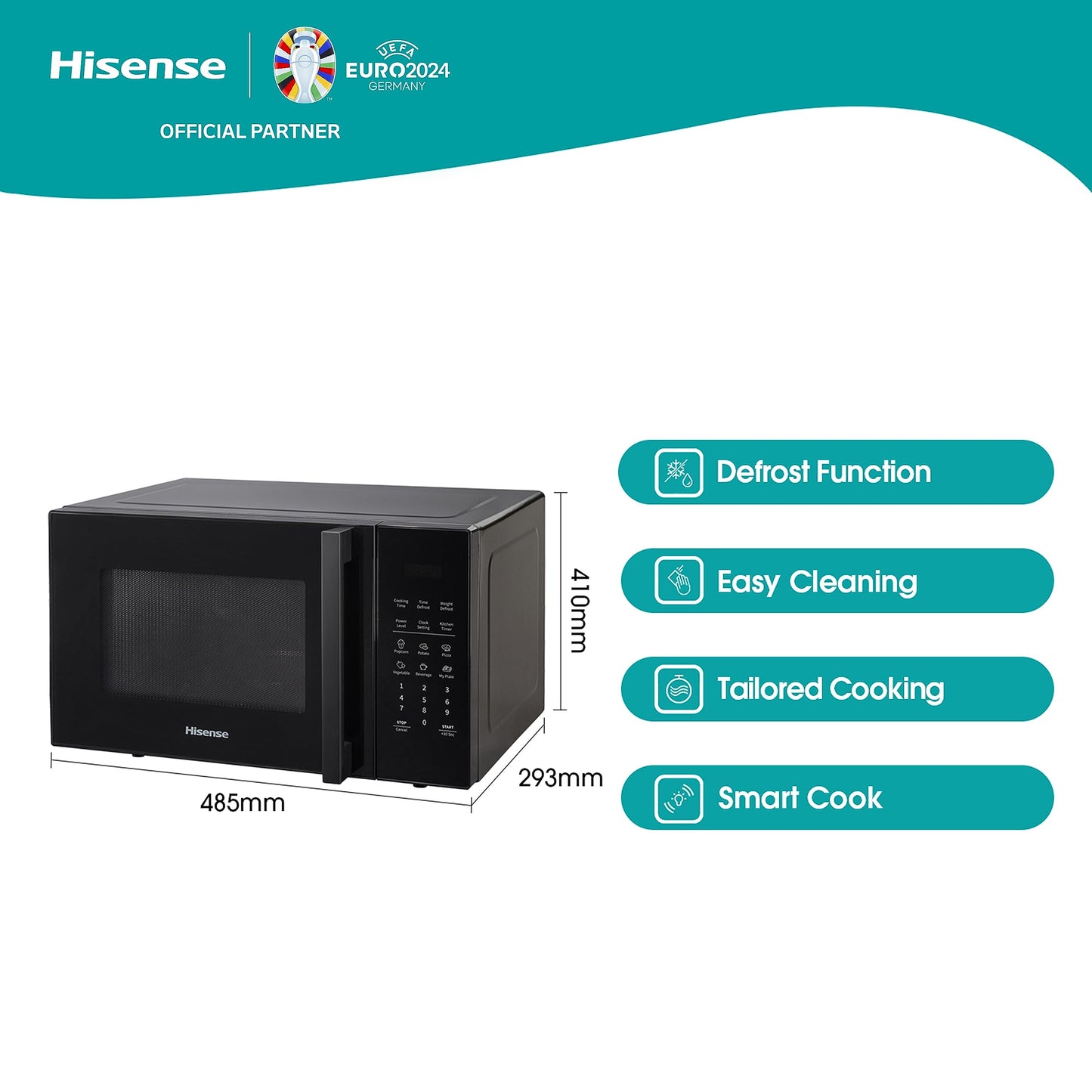 Hisense 700 Watts 20 Litre Solo Microwave Oven H20MOWP1UK White, Automatic Defrost, 5 power levels, Easy Clean, 32.6D x 45.5W x 26.1H centimetres Freestanding