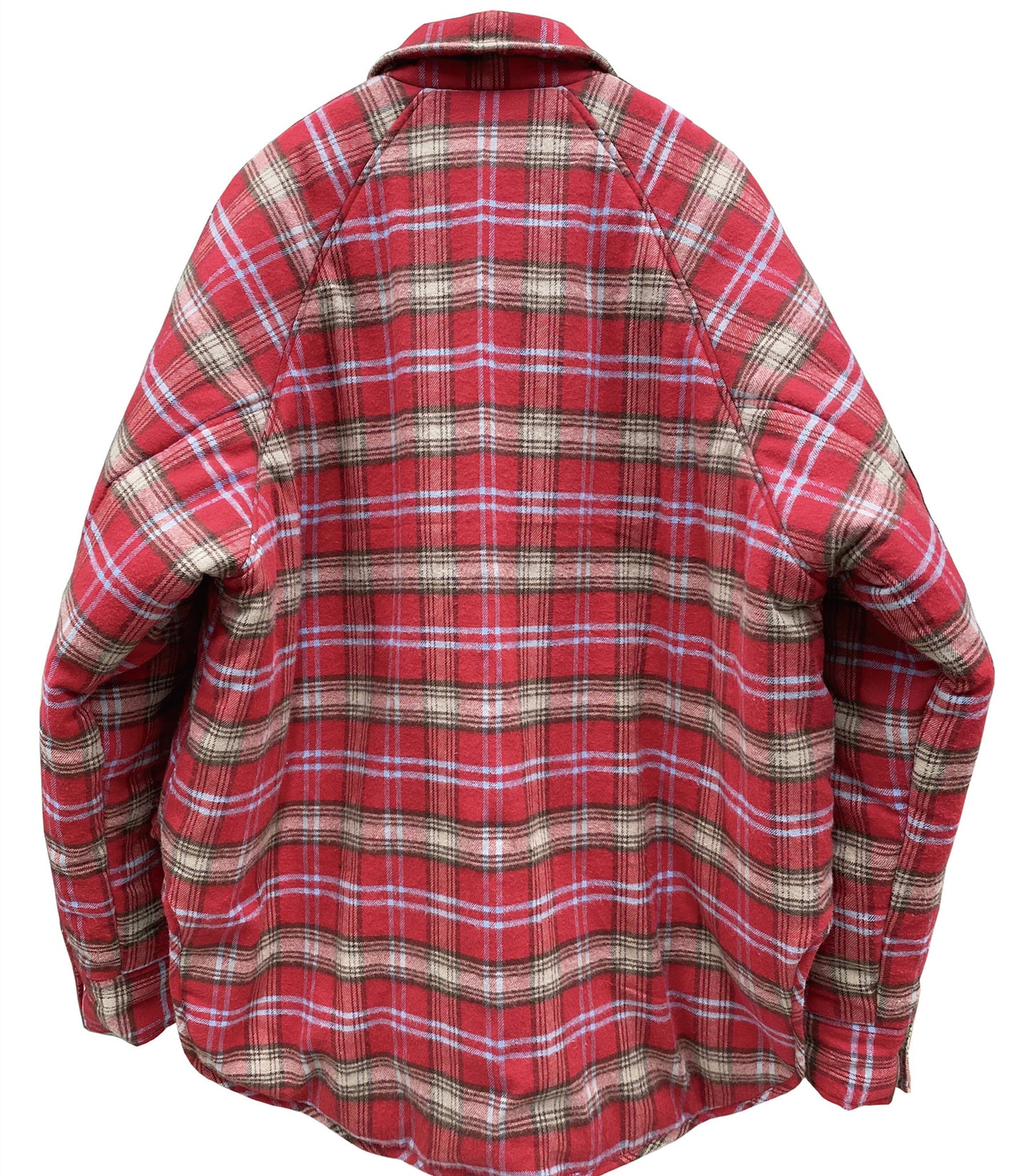 Men's Brushed Red Plaid Padded Zip Shirt Jacket