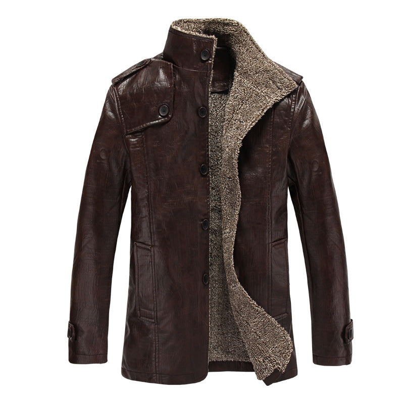 Men's plush leather jacket