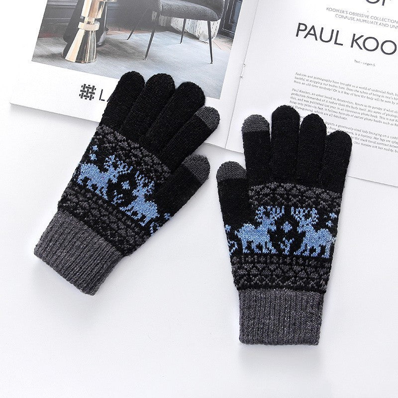 Women's Gloves Winter Warm Thickened Five-finger Riding Finger Gloves