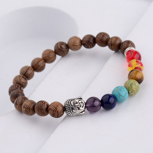 Colorful yoga chakra wooden beads