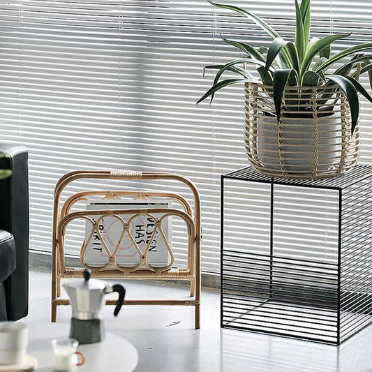 Japanese Rattan Rack For Storing Books And Newspapers