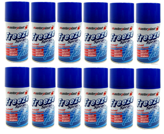 MASTER PLAST 150ML 12PK FREEZE SPRAY INSTANT INJURY RELIEF SOOTHES TWIST SPRAINS MUSCLE PAIN