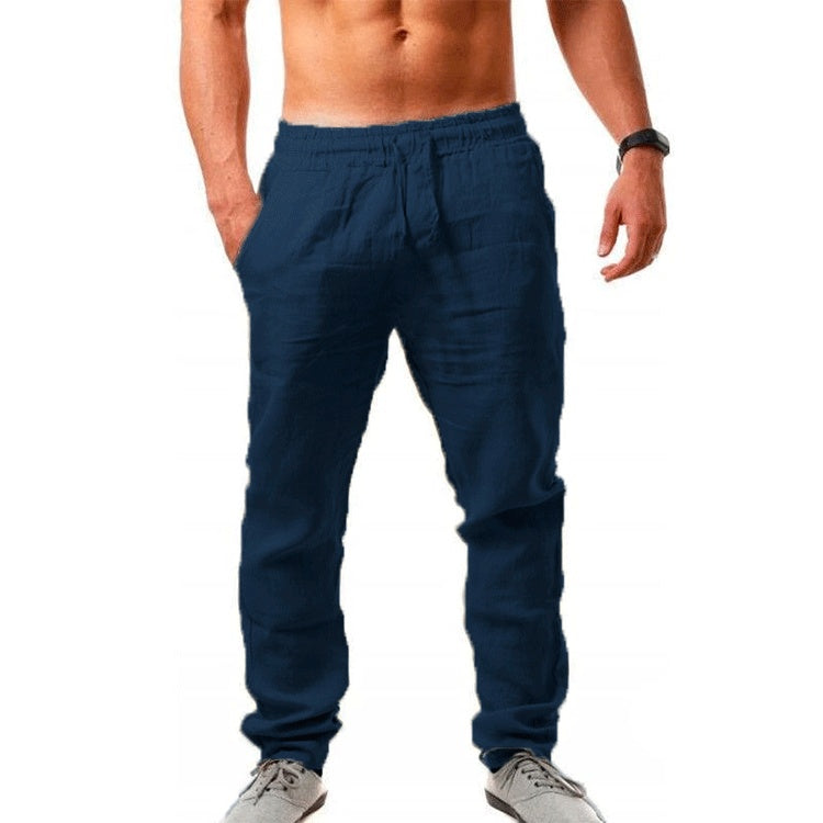 Summer Men's Breathable Linen Loose Leisure Sports Trousers