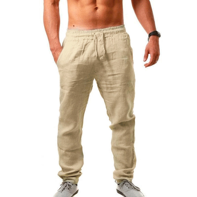 Summer Men's Breathable Linen Loose Leisure Sports Trousers