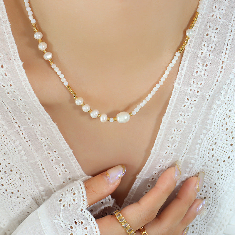 Freshwater Pearl Necklace With Beads