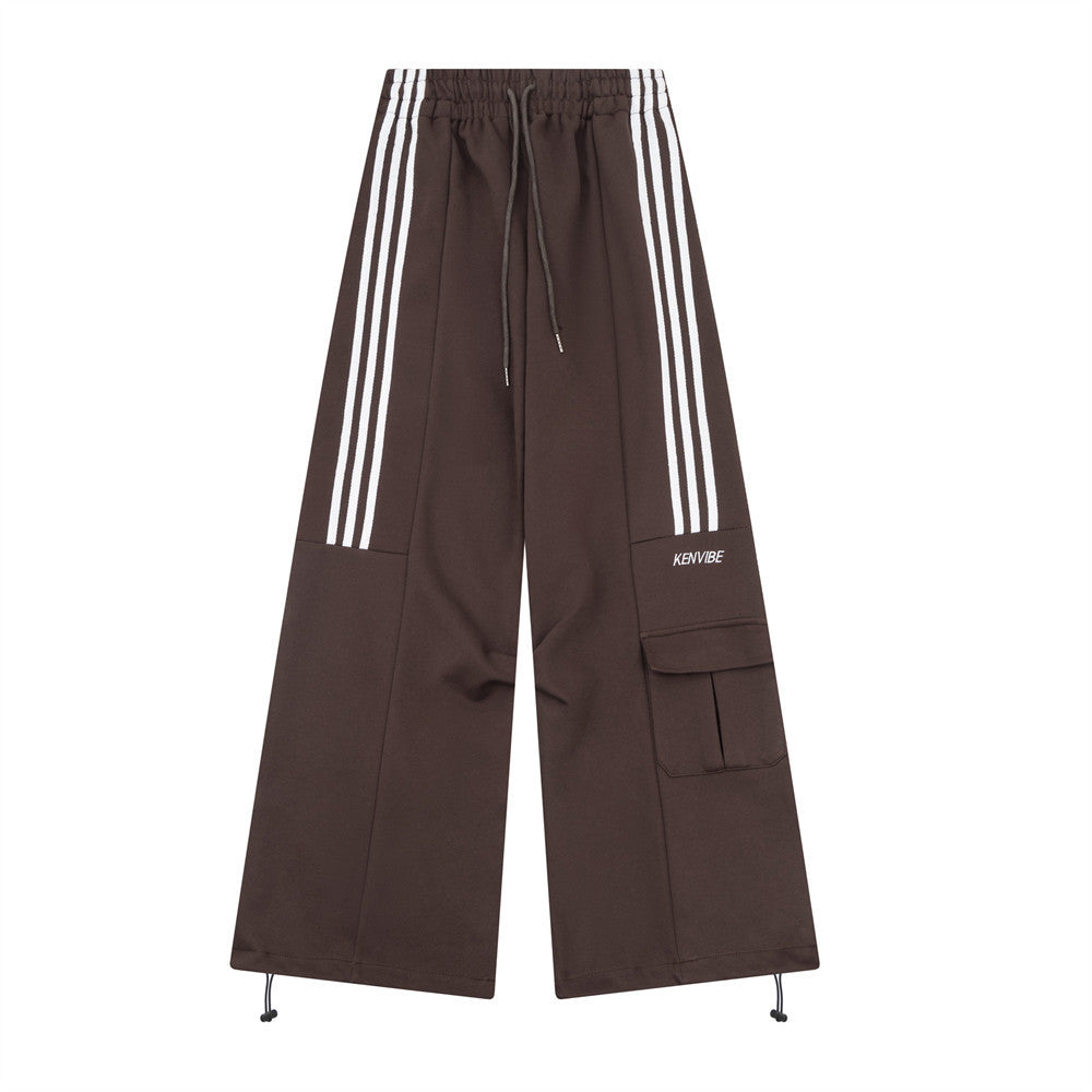 Three Bars Loose Straight Cargo Pants Men