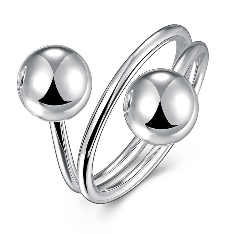 Couple Beads Ring Women's Simple