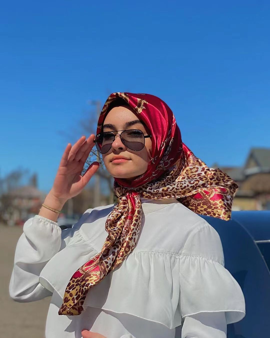 Silk Scarf 90cm Satin Malay Casual Scarf