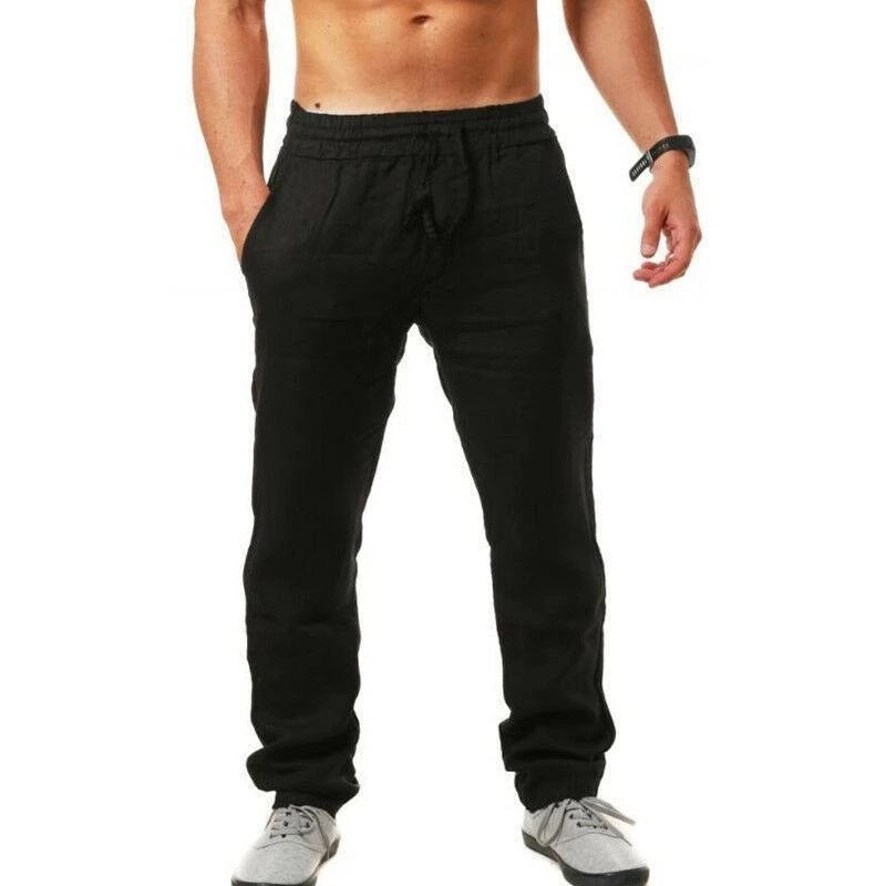 Summer Men's Breathable Linen Loose Leisure Sports Trousers