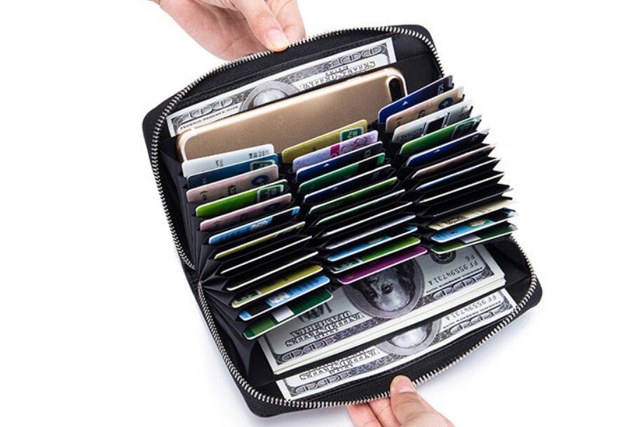 Rfid Many Departments Men Wallet Cow Genuine Leather 36 Slots Card Holder Cell Phone Pocket Male Wallets Clutch Man Long Purse