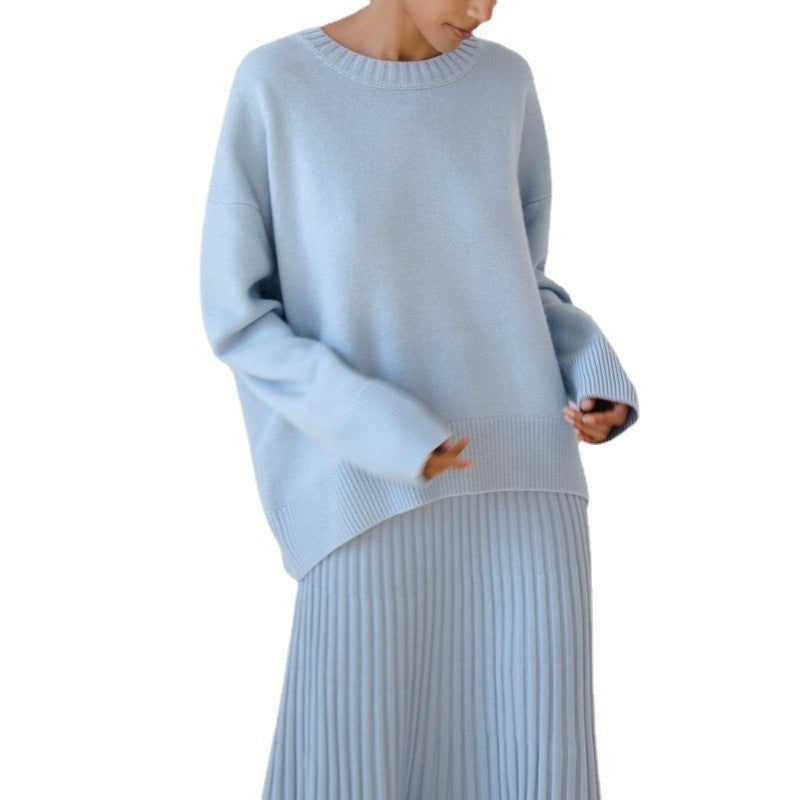 Sweaters Women's Clothing Knitwear Round Neck Loose Solid Color