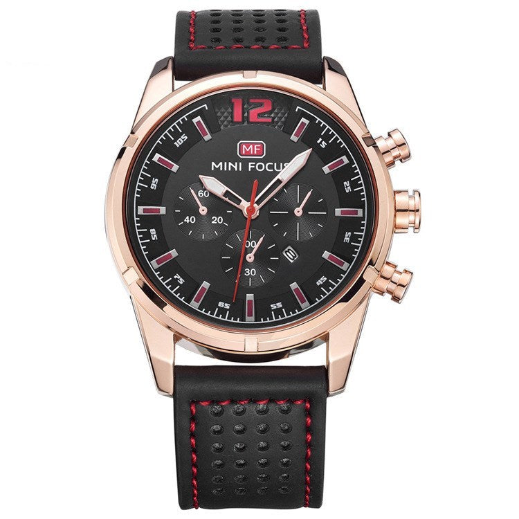 Men's Watch Quartz Watch Trend Fake Three Eyelid Strap