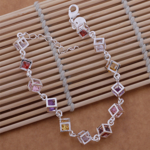 Colorful beads square bracelet