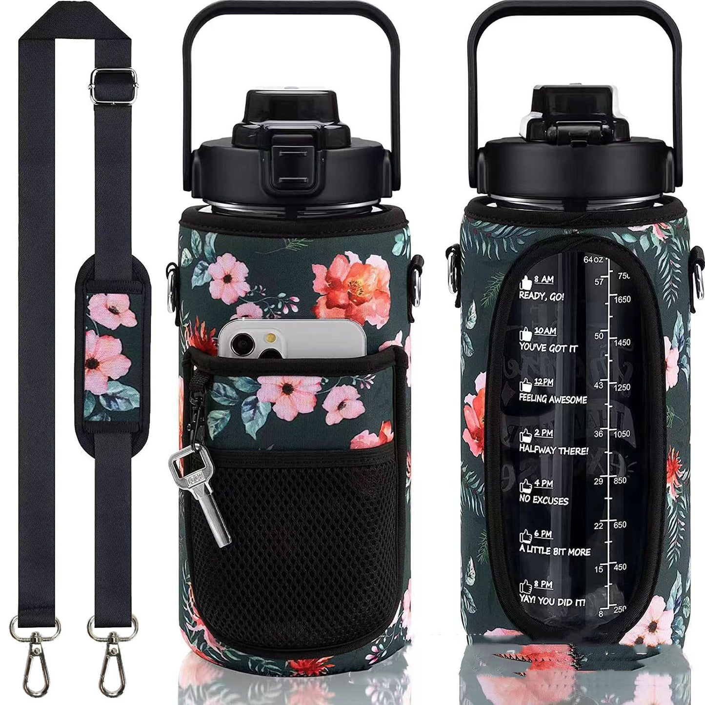 Outdoor Portable Travel With Scale Transparent Water Bottle Cup Set