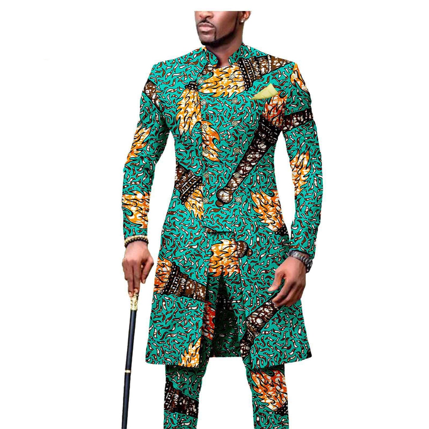 African Men's Slim Fashion Two Piece