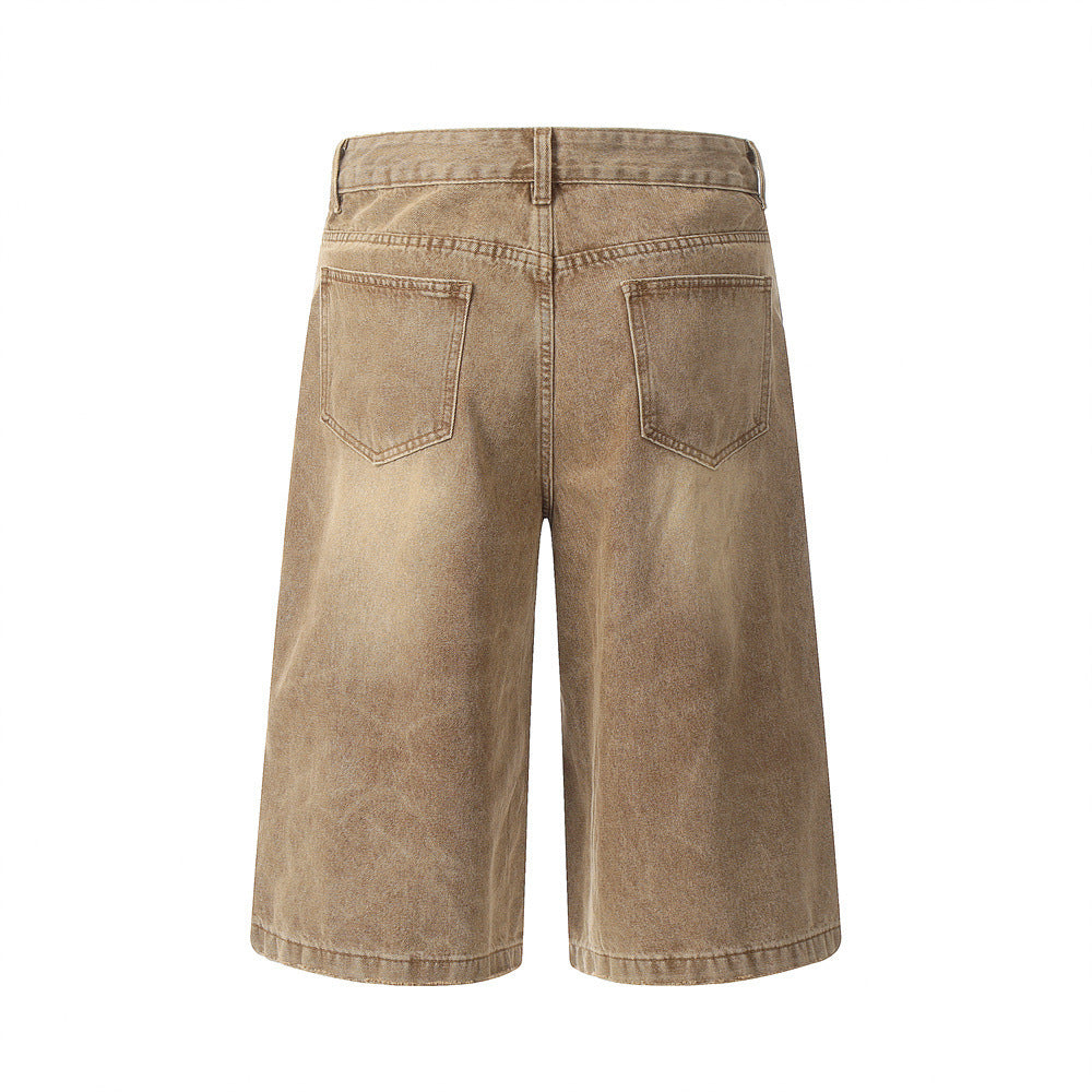 Worn Denim Cargo Pants Shorts For Men