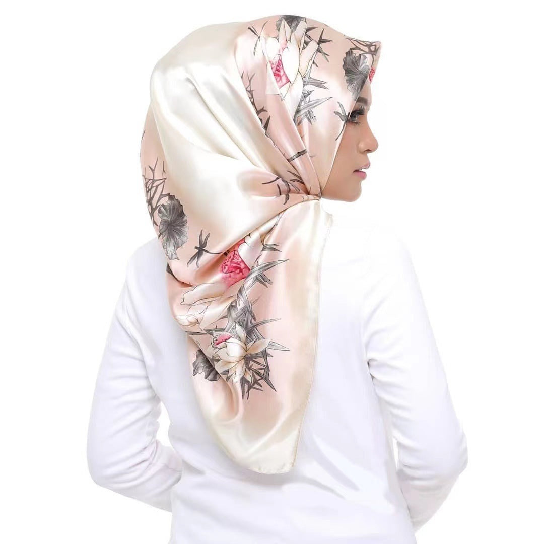 Silk Scarf 90cm Satin Malay Casual Scarf